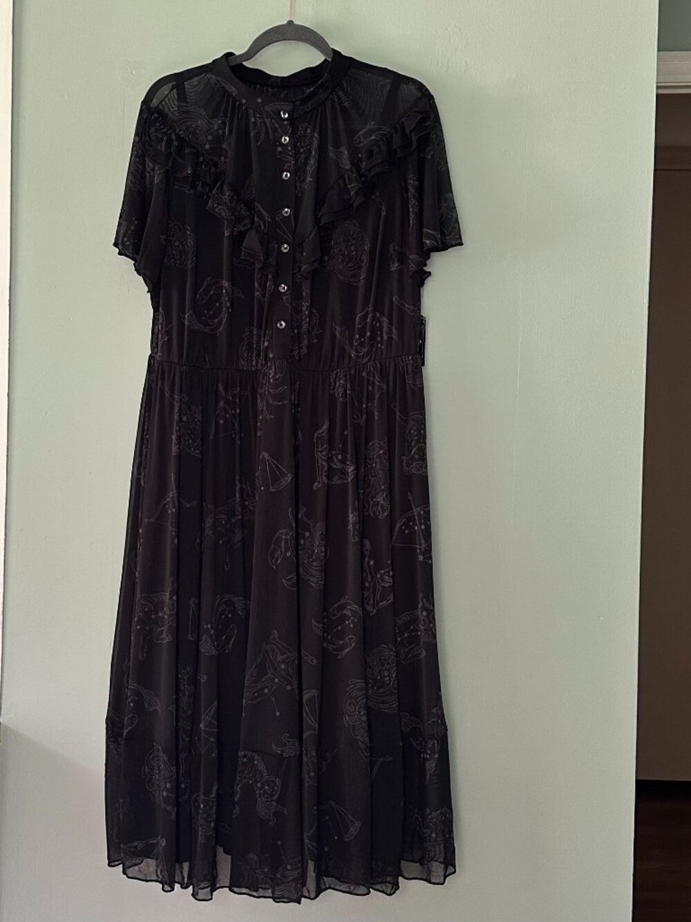 NWT Torrid Nightfall Tiered Mesh Midi Dress Zodiac Celestial Deep Black Size 2 - Picture 2 of 11